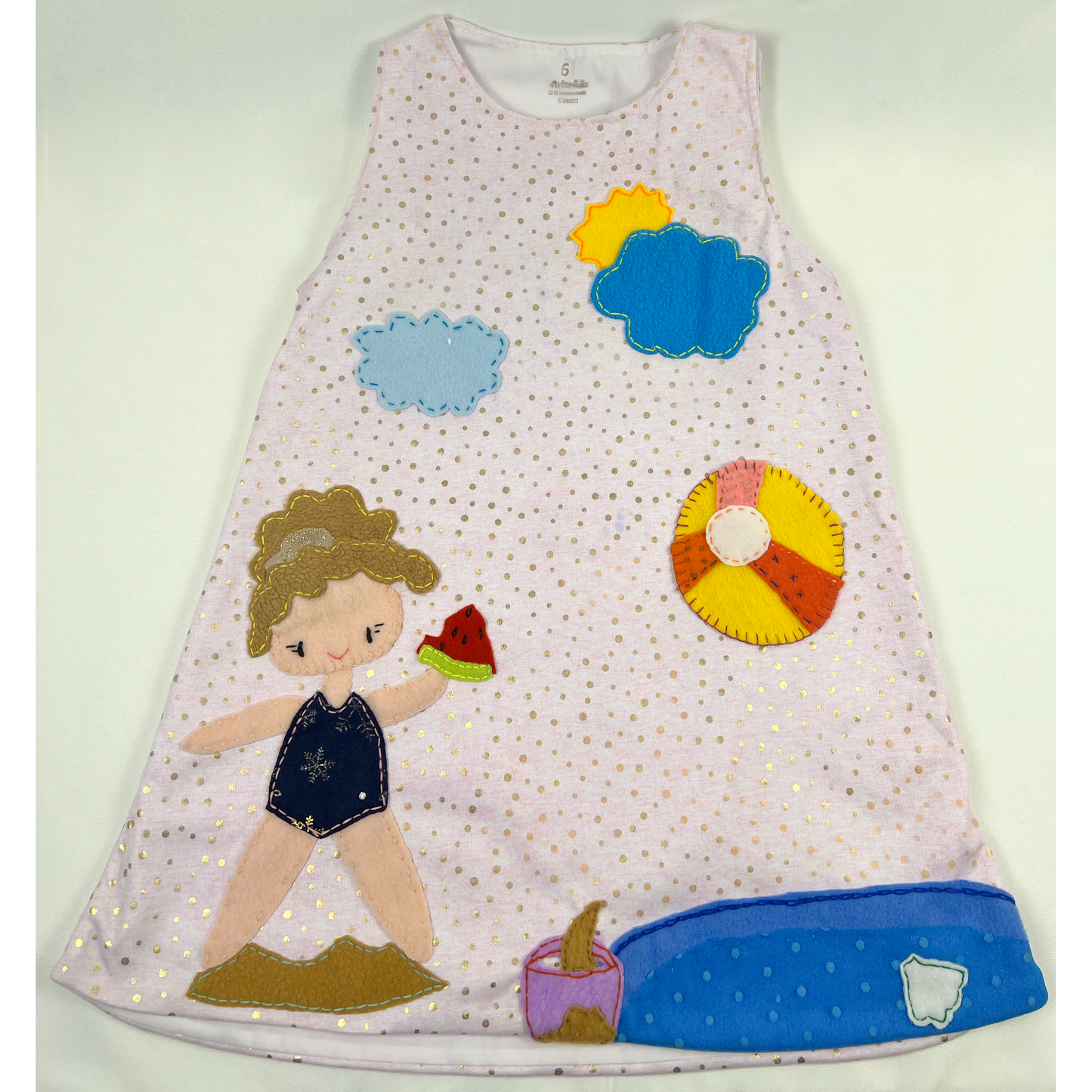  Beach Themed Patterned Girls Dress - front