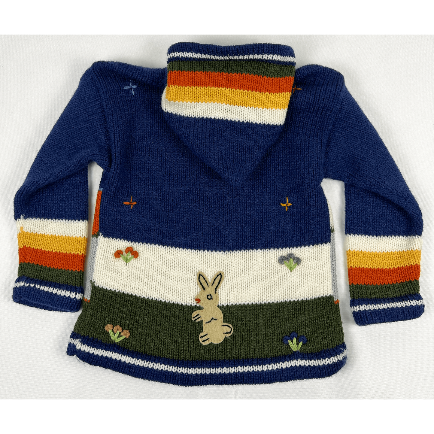 Hand Knit Children's Sweater with Bunny - hoodie