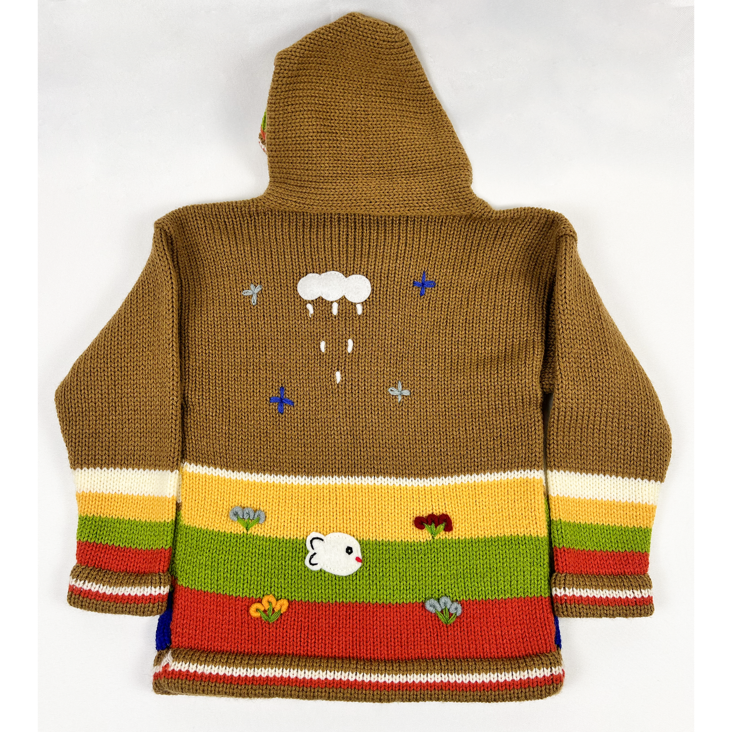 Brown Hand Knit Children's Sweater with Fish - back