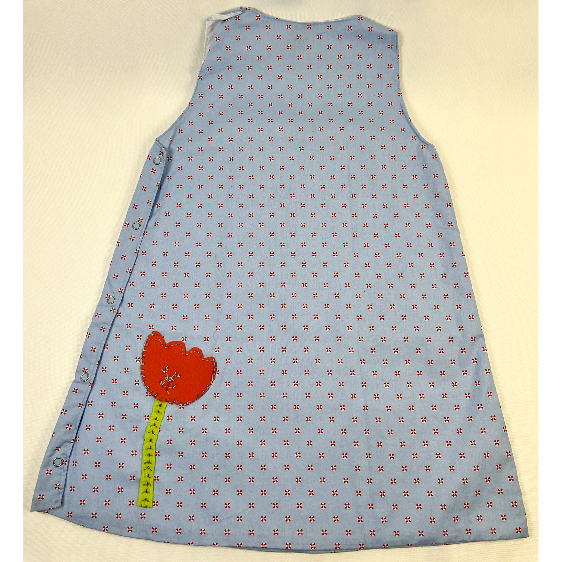 Patterned Girls Dress with Flower Design - back