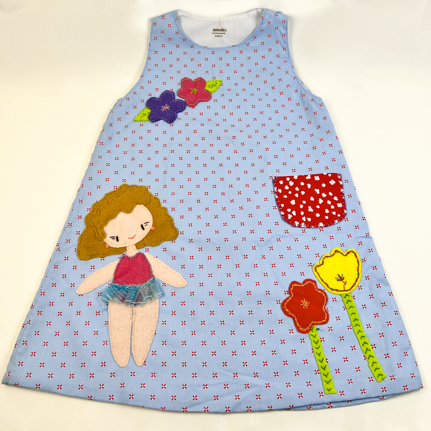 Patterned Girls Dress with Flower Design