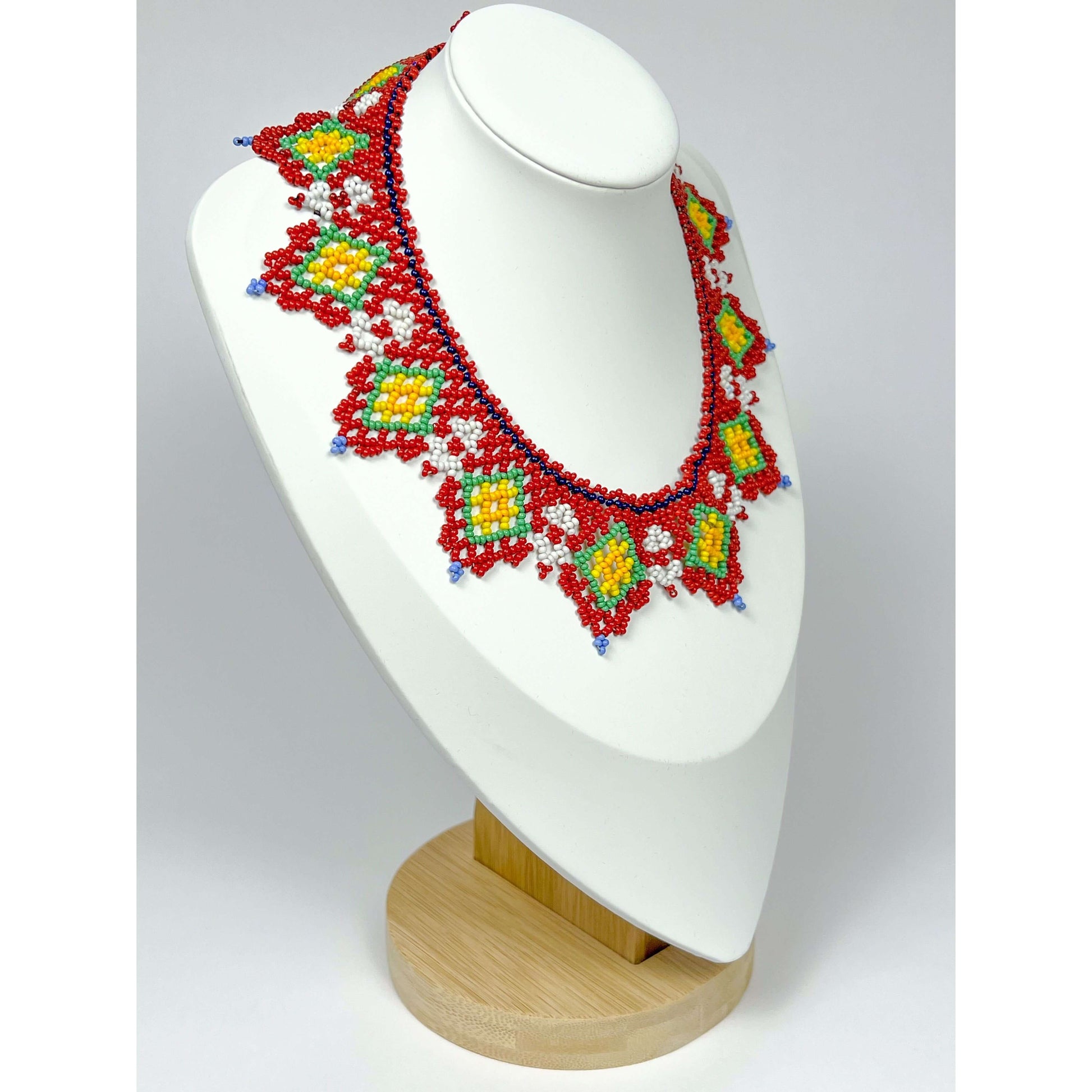 Red Beaded Necklace - side