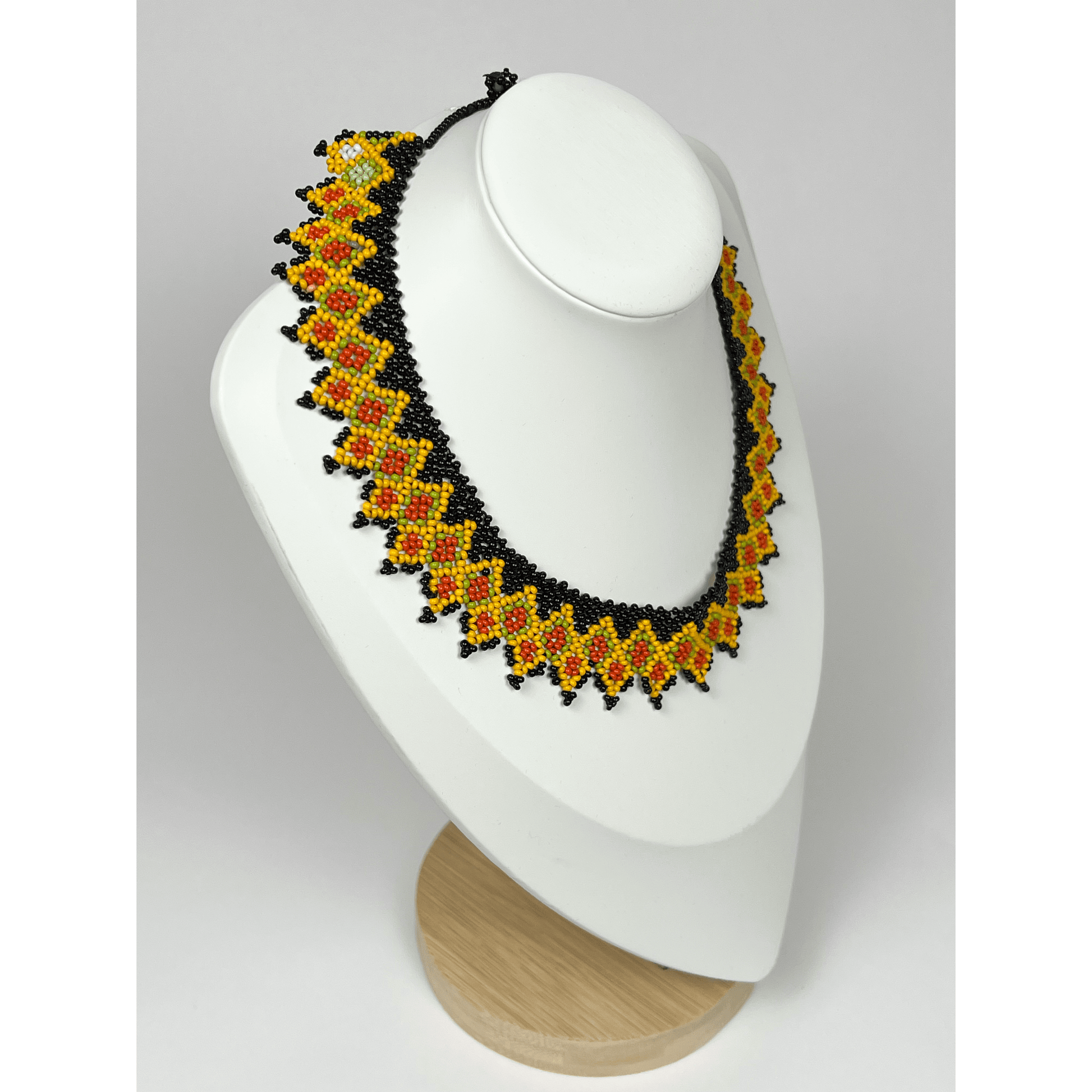 Orange Beaded Necklace - side