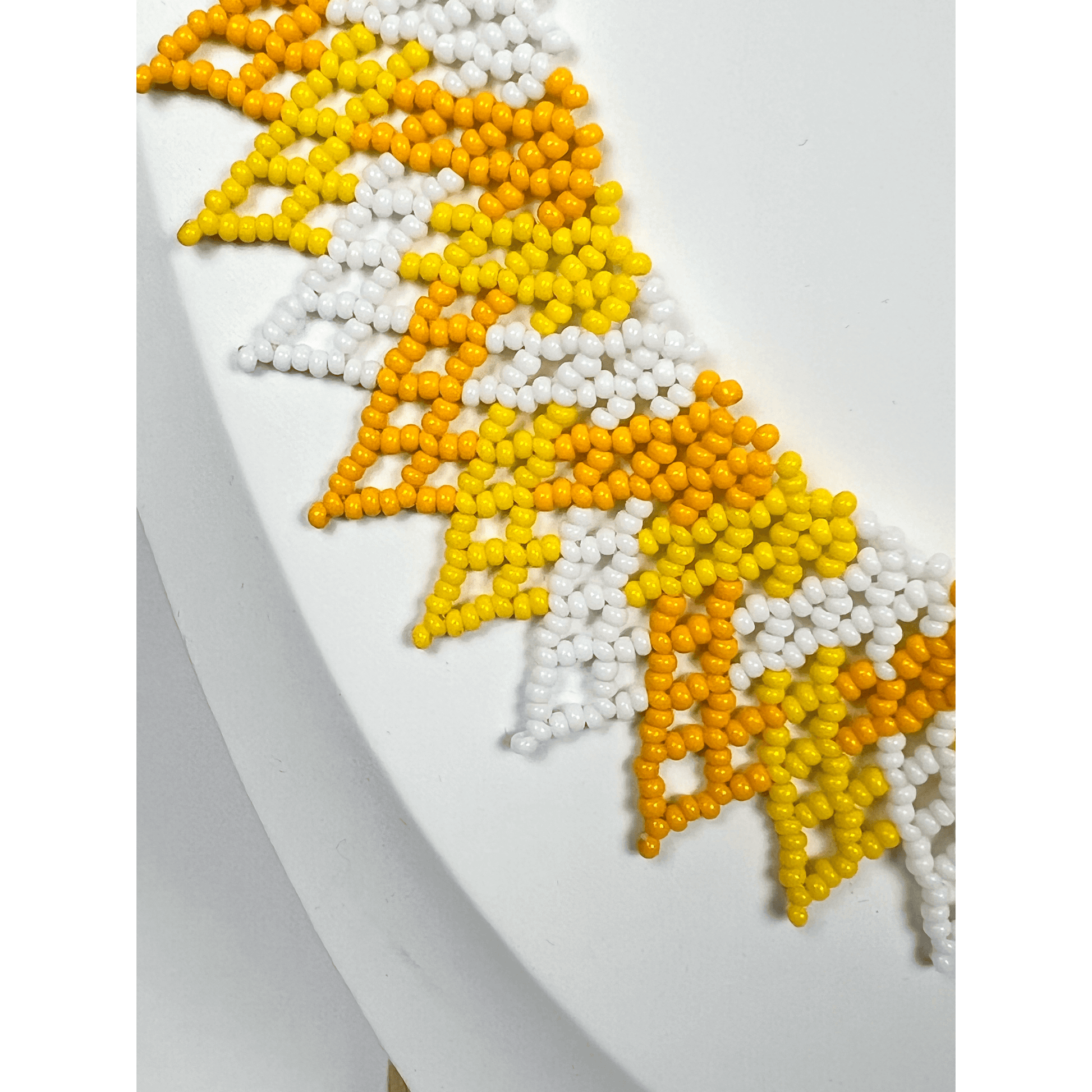 Yellow Beaded Necklace - detail