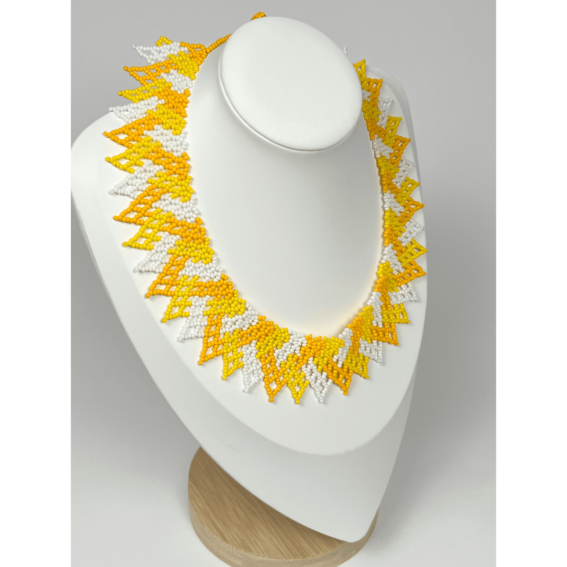 Yellow Beaded Necklace - side