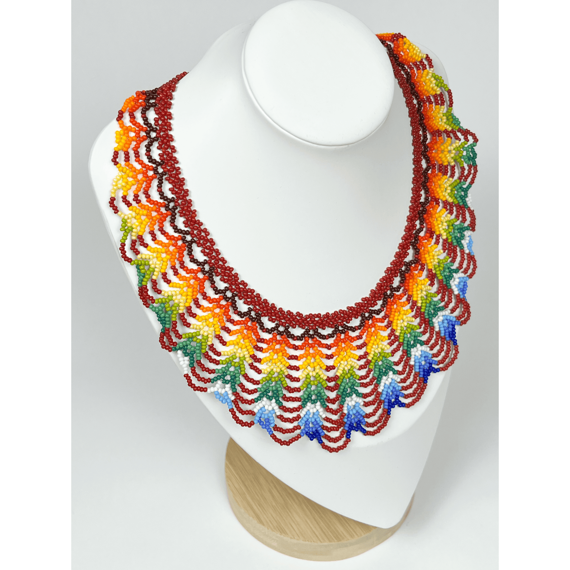 Large Rainbow Beaded Necklace - side