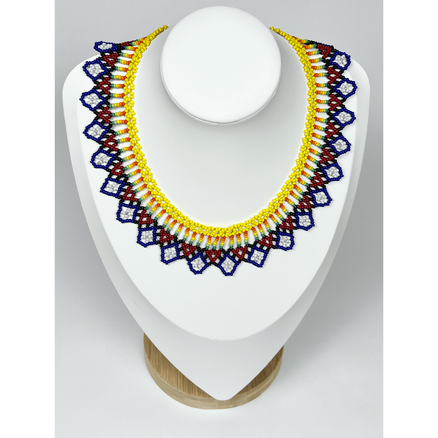 Blue Beaded Necklace - front