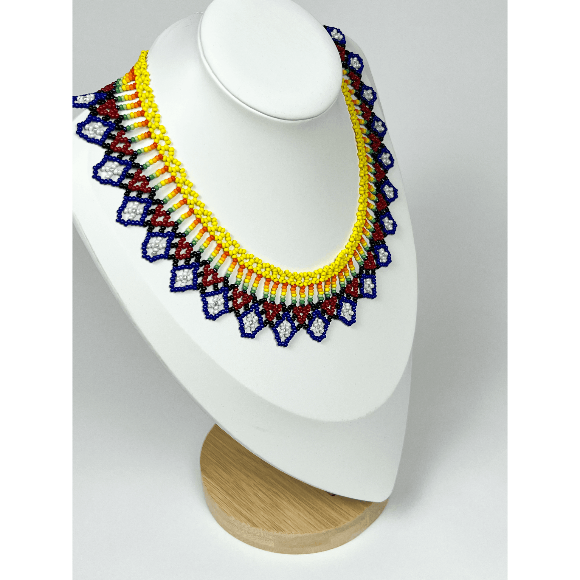 Blue Beaded Necklace - side